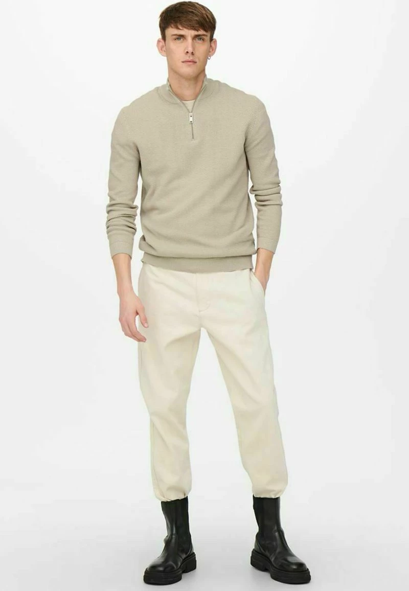 Only & Sons Herren Strickpullover - Beige | Premium Qualität | Modischer Herrenpullover 2 Only & Sons Herren Strickpullover - Beige | Premium Qualität | Modischer Herrenpullover – Bild 2