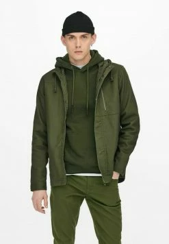 Only & Sons Herren Leichte Jacke - Olive Night | Leichte Outdoor-Jacke für Männer