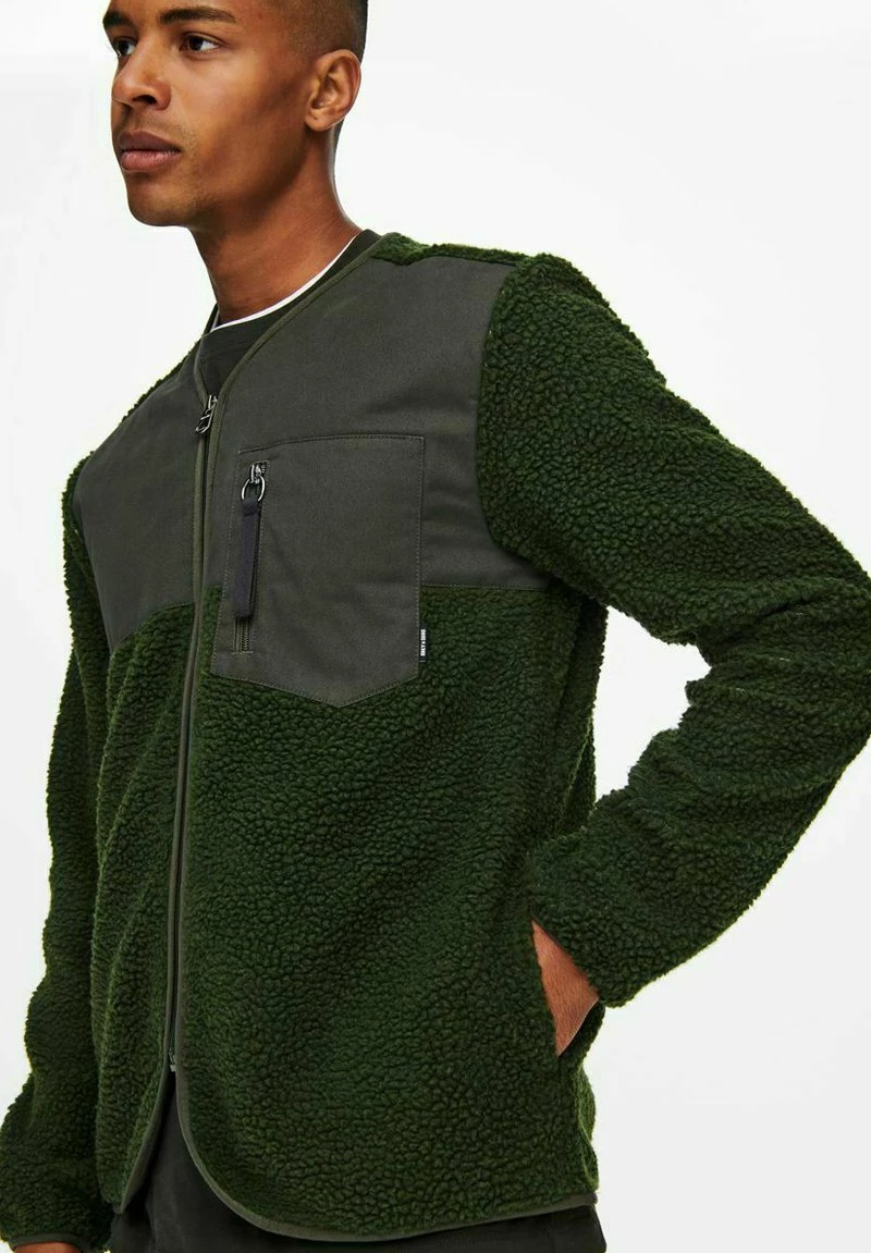 Only & Sons Herren SHERPA Fleecejacke - Olive Night - Warme und stilvolle Fleecejacke 5 Only & Sons Herren SHERPA Fleecejacke - Olive Night - Warme und stilvolle Fleecejacke – Bild 5