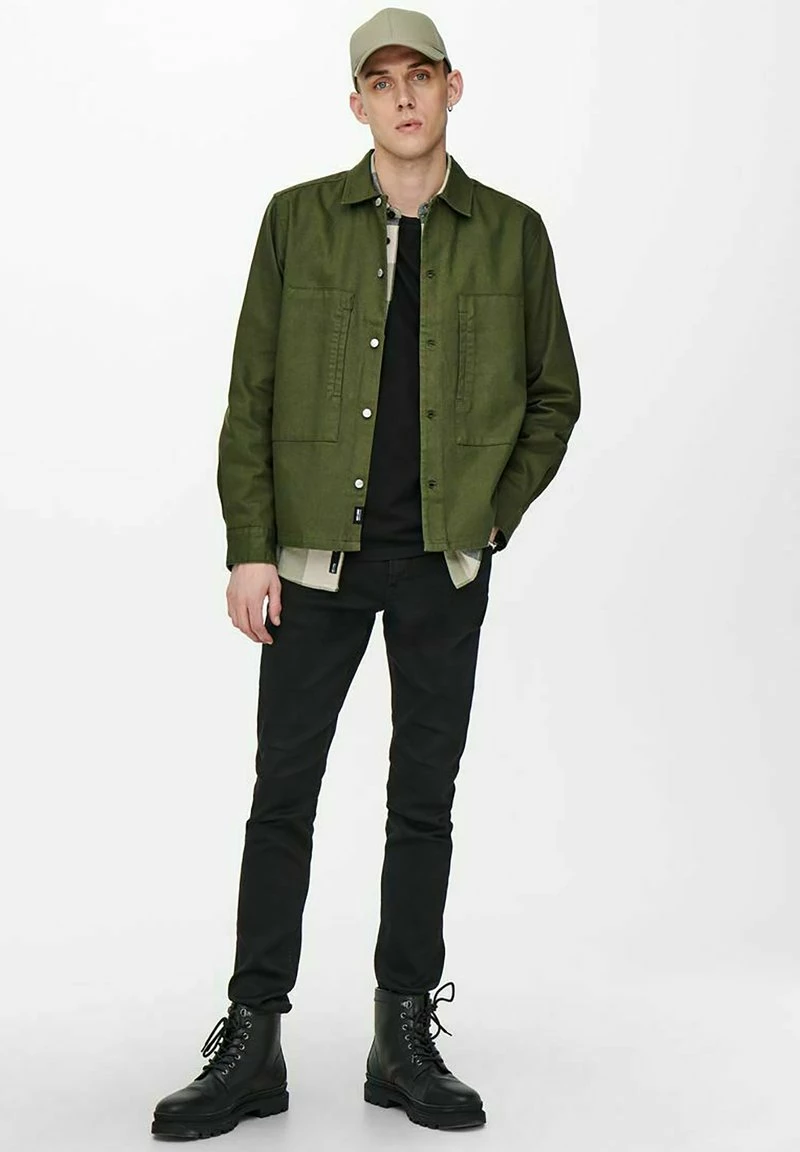 Only & Sons WORKWEAR Hemd Olive Night | Herren Freizeithemd | Modisches Herrenhemd 2 Only & Sons WORKWEAR Hemd Olive Night | Herren Freizeithemd | Modisches Herrenhemd – Bild 2