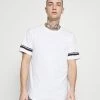 Only & Sons Herren ONSMATT LIFE LONGY STRIPE - Premium T-Shirt Print - Weiß