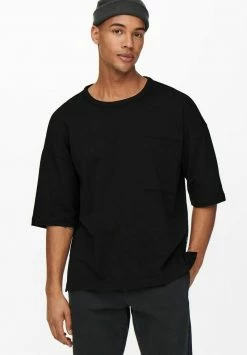 Only & Sons Herren T-Shirt Basic - Schwarz | Bequemes Basic-Shirt für jeden Tag