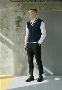 Only & Sons Herren ONSASHER LIFE STRUC MIX VEST - Strickpullover in Dunkelblau