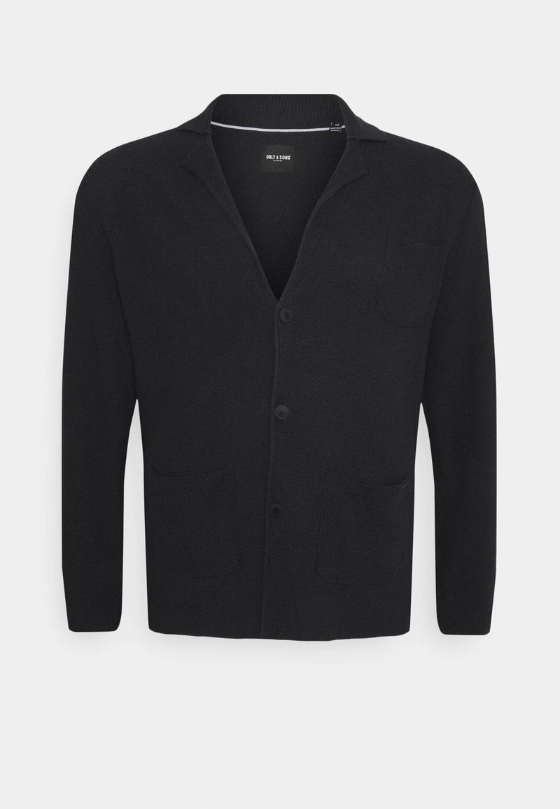 Only & Sons ONSBLAZER Strickjacke - Elegante Herren Strickjacke in Dark Navy 1 Only & Sons ONSBLAZER Strickjacke - Elegante Herren Strickjacke in Dark Navy