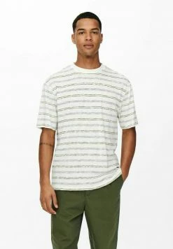 Only & Sons Herren RELAXED FIT T-Shirt Print - Star White | Modisches Basic T-Shirt für Männer