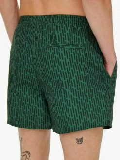 Only & Sons Herren gemusterte Badeshorts - Dark Green | Leichte & Stylische Badehose -Only & Sons Geschäft ce8b417923d442a0918cc79e0b150529