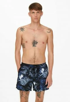 Only & Sons GEMUSTERTE Badeshorts Dark Navy - Moderne Herren-Badehose