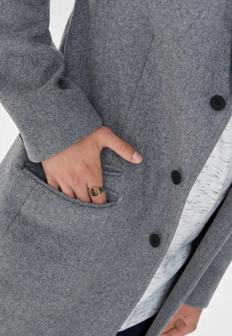 Only & Sons Herren Klassischer Mantel | Medium Grey Melange | Wollmantel für Herren 4 Only & Sons Herren Klassischer Mantel | Medium Grey Melange | Wollmantel für Herren – Bild 4