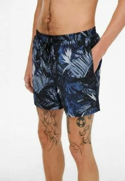 Only & Sons GEMUSTERTE Badeshorts Dark Navy - Moderne Herren-Badehose -Only & Sons Geschäft d531668ab3db4ecdb429b431e0af1f66