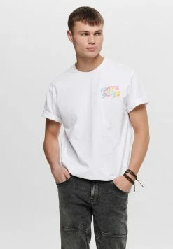 Only & Sons Herren T-Shirt Print - Bright White | Hochwertiges Basic-Shirt