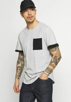 Only & Sons Herren ONSMATT LIFE LONGY CONTRAST TEE - Print T-Shirt Light Grey Melange -Only & Sons Geschäft d5f445fbf3c74ee88c577510a9195df2