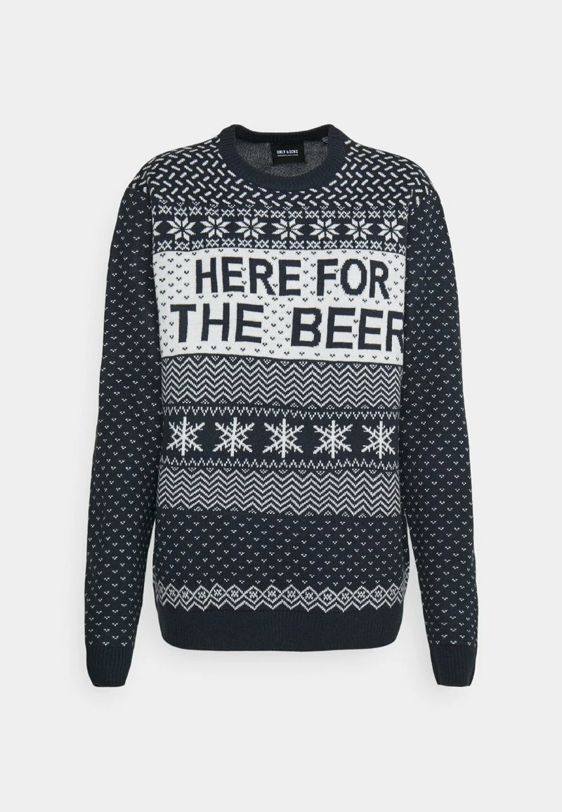 Only & Sons Herren ONSX MAS GRUMPY BEER Strickpullover - Dunkelblau 5 Only & Sons Herren ONSX MAS GRUMPY BEER Strickpullover - Dunkelblau – Bild 5
