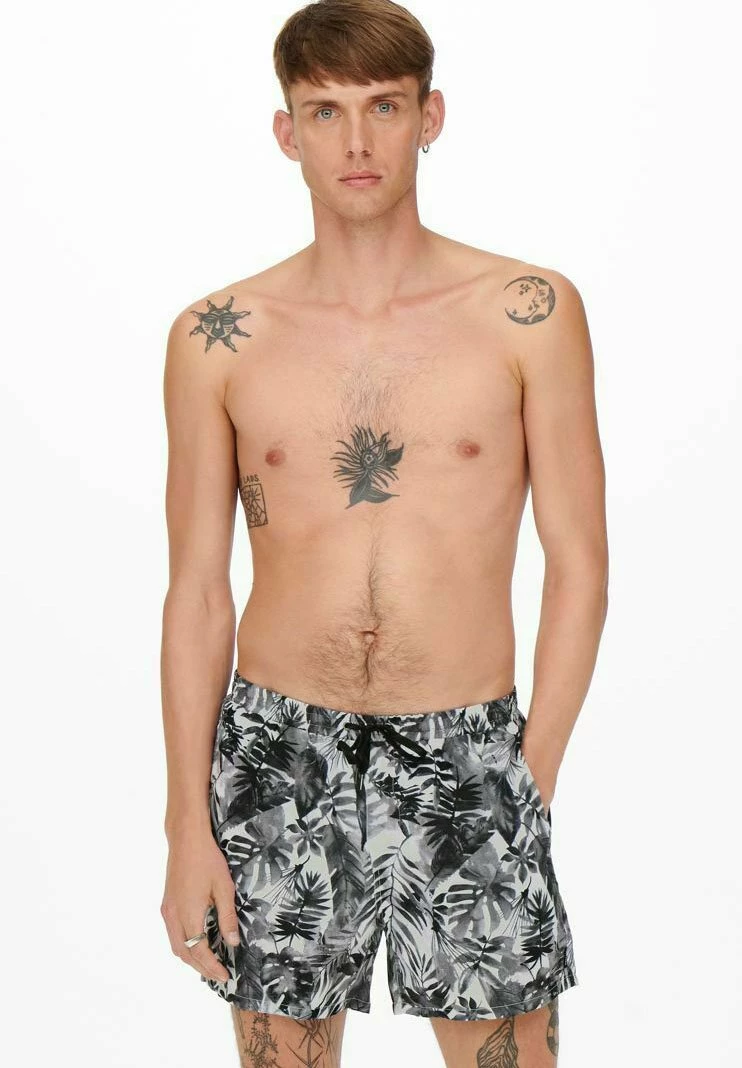Only & Sons Herren GEMUSTERTE Badeshorts - Black - Moderne Bademode für Herren 2 Only & Sons Herren GEMUSTERTE Badeshorts - Black - Moderne Bademode für Herren – Bild 2