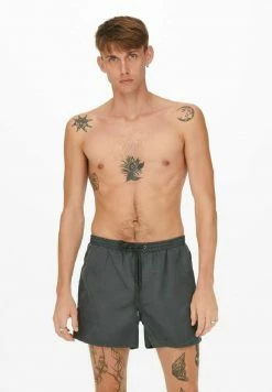 Only & Sons Herren Badeshorts - Grau Pinstripe | Badehosen für Herren