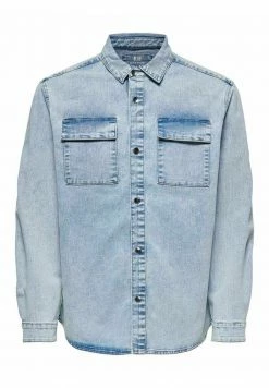 Only & Sons Herren Hemd - Blue Denim | Freizeithemd aus strapazierfähigem Material