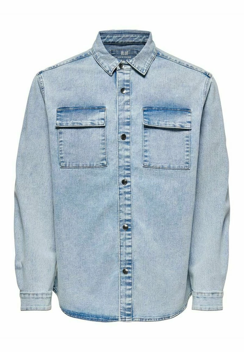 Only & Sons Herren Hemd - Blue Denim | Freizeithemd aus strapazierfähigem Material 1 Only & Sons Herren Hemd - Blue Denim | Freizeithemd aus strapazierfähigem Material