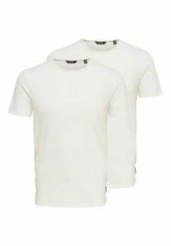 Only & Sons Herren 2er Pack Basic T-Shirt Weiß - Hochwertige Uni T-Shirts