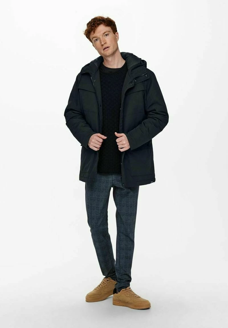Only & Sons Herren Parka - Dark Navy | Warme Winterjacke mit Kapuze 2 Only & Sons Herren Parka - Dark Navy | Warme Winterjacke mit Kapuze – Bild 2