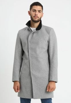 Only & Sons Herren ONSOSCAR COAT - Klassischer Wollmantel in Light Grey Melange