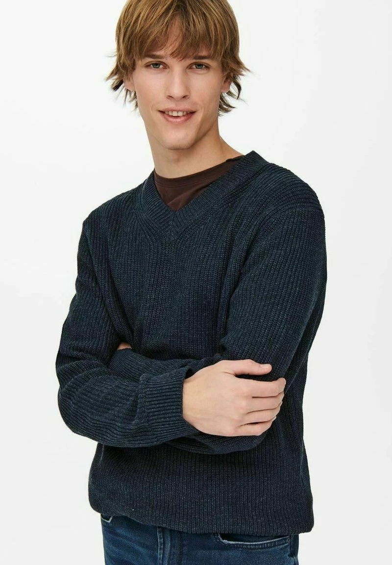 Only & Sons Herren ONSJUNIO LIFE Strickpullover - Dark Navy, weicher Wollpullover für Herren 4 Only & Sons Herren ONSJUNIO LIFE Strickpullover - Dark Navy, weicher Wollpullover für Herren – Bild 4