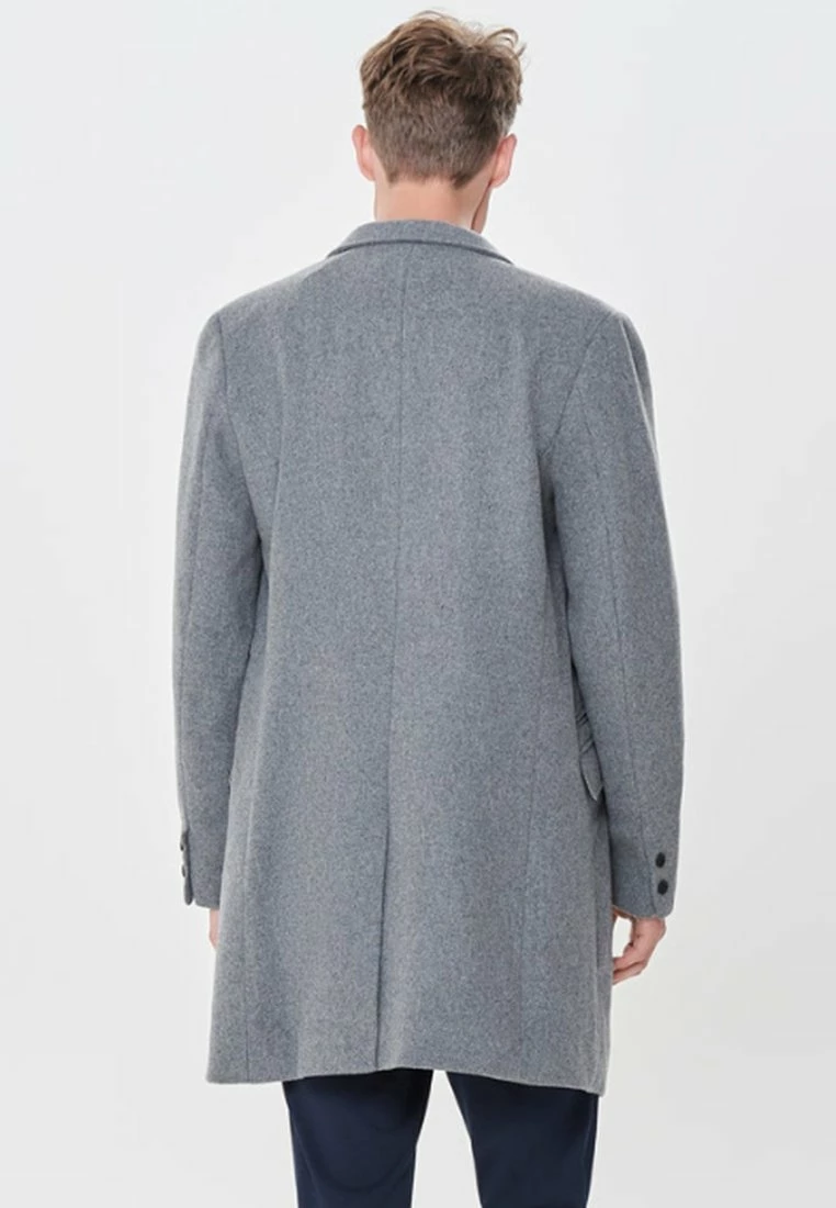 Only & Sons Herren Klassischer Mantel | Medium Grey Melange | Wollmantel für Herren 3 Only & Sons Herren Klassischer Mantel | Medium Grey Melange | Wollmantel für Herren – Bild 3