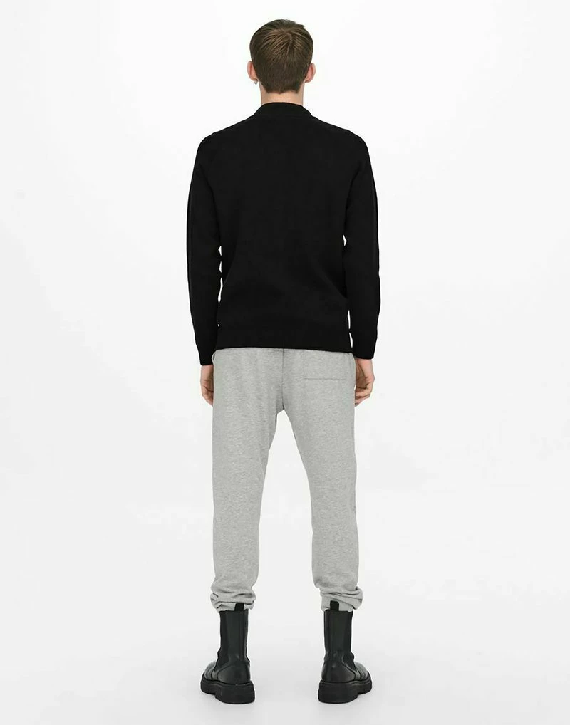 Only & Sons Herren Strickjacke mit Reißverschluss - Schwarz 3 Only & Sons Herren Strickjacke mit Reißverschluss - Schwarz – Bild 3