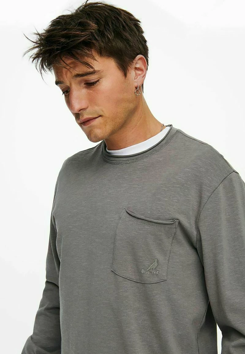 Only & Sons Herren Langarmshirt - Medium Grey Melange | Bequemes Basic-Shirt für jeden Anlass 4 Only & Sons Herren Langarmshirt - Medium Grey Melange | Bequemes Basic-Shirt für jeden Anlass – Bild 4
