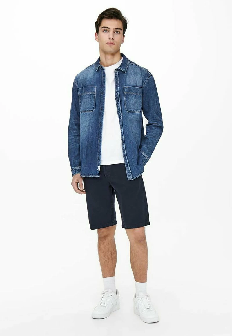 Only & Sons Herren OVERSHIRT - Blue Denim | Freizeithemd für stilvolle Outfits 1 Only & Sons Herren OVERSHIRT - Blue Denim | Freizeithemd für stilvolle Outfits