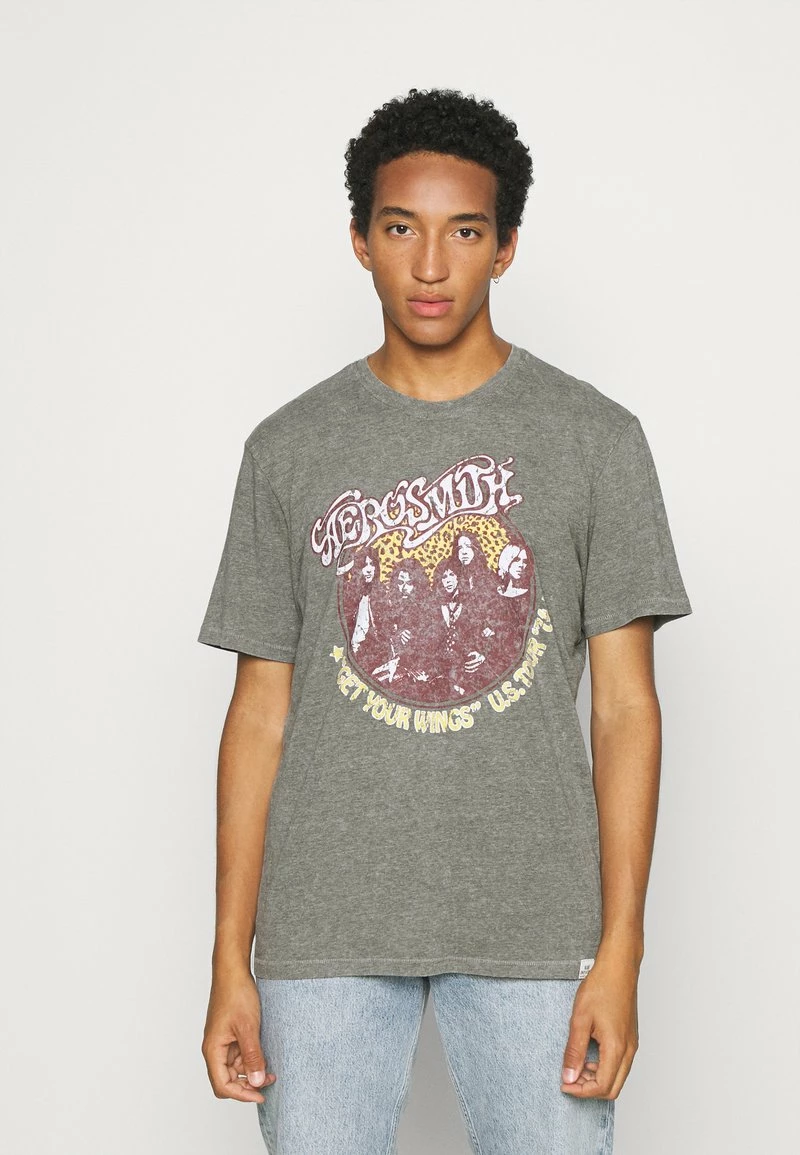 Only & Sons Herren ONSAEROSMITH LIFE Print T-Shirt - Medium Grey Melange - Trendiges Basic Shirt 1 Only & Sons Herren ONSAEROSMITH LIFE Print T-Shirt - Medium Grey Melange - Trendiges Basic Shirt