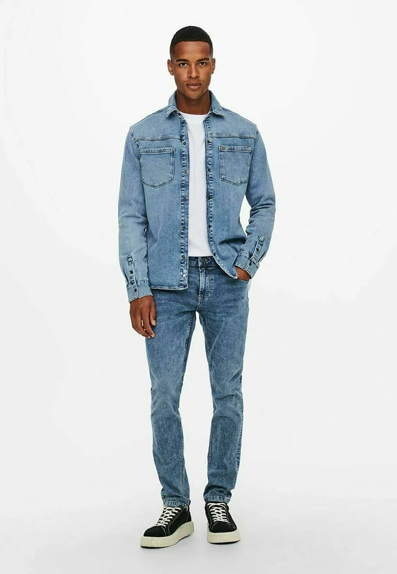 Only & Sons Langarmshirt - Blue Denim | Herren | Casual Style | Premium Qualität 2 Only & Sons Langarmshirt - Blue Denim | Herren | Casual Style | Premium Qualität – Bild 2