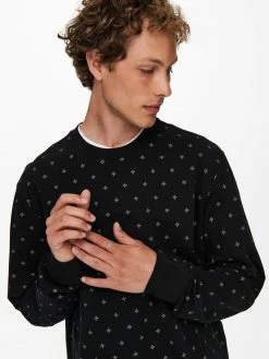 Only & Sons Herren ONSKENNETH LIFE AOP SWEAT NF - Sweatshirt Schwarz - Modernes Design & Komfort -Only & Sons Geschäft fea33d45f6c3408181f9df1e88633181